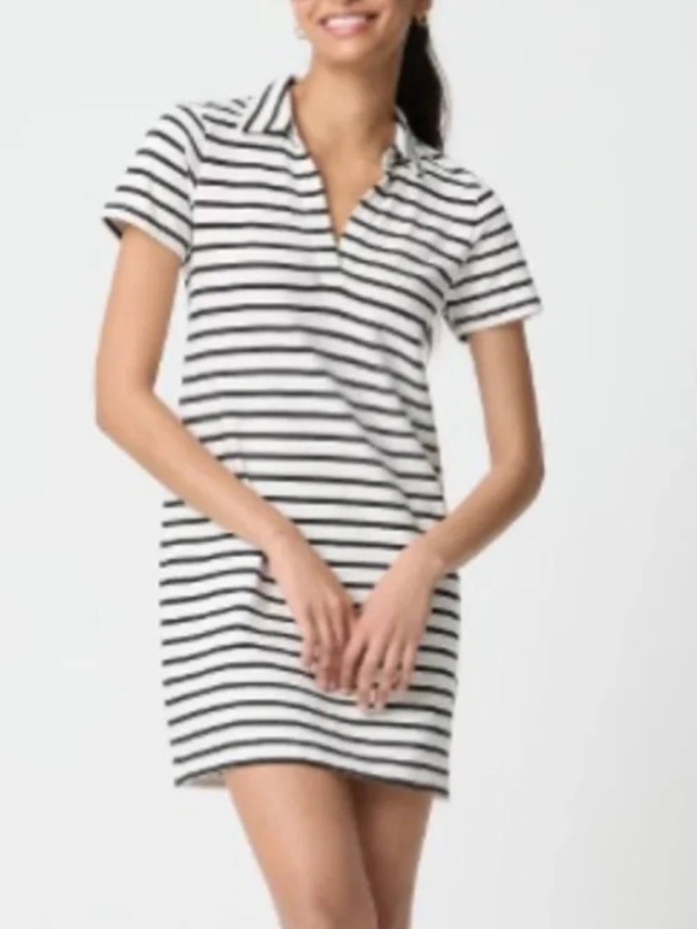 J.Crew Factory Striped Knit Collared Mini Dress M NWT 100% Cotton